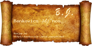 Benkovics János névjegykártya